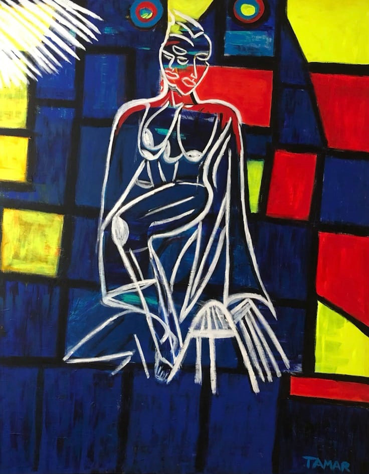 Nude Woman Sitting on a Stool Image