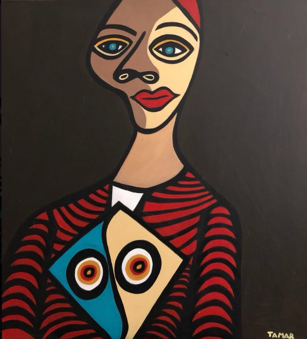 Red Striped Woman Image