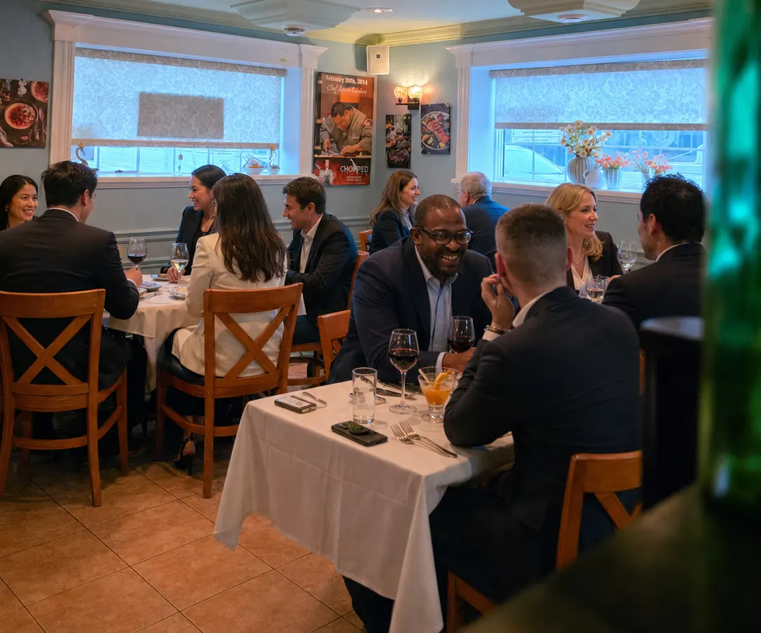 Modern restaurant interior with elegant dining tables