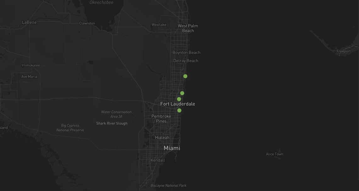 Living Green Cafe Locations Map – Fort Lauderdale, Pompano Beach, Boca Raton South Florida