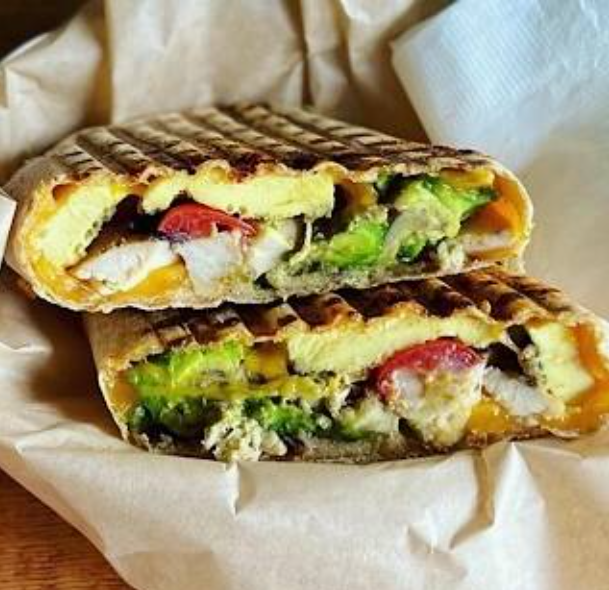 Hungry Man's Burrito Wrap – Cage-Free Eggs Cheddar Avocado Organic Chicken | Living Green Cafe Fort Lauderdale