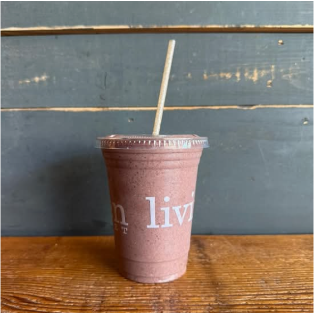 My Protein Smoothie – Almond Milk Blueberry Banana Almond Butter Goji Berry Maca Chia Hemp Protein | Living Green Cafe Fort Lauderdale