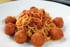 Tuna meatballs with angel hair pasta