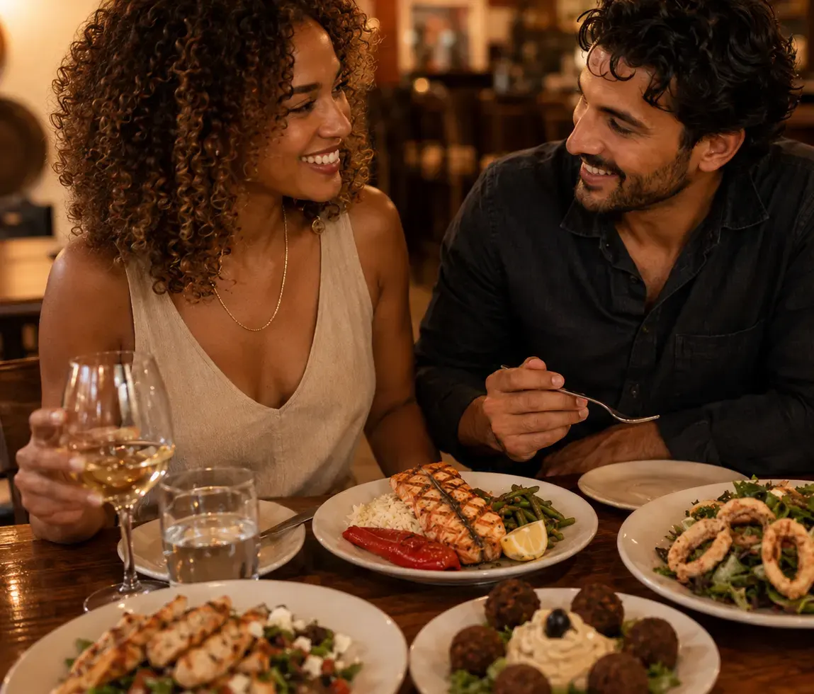 Couple having a romantic dinner together