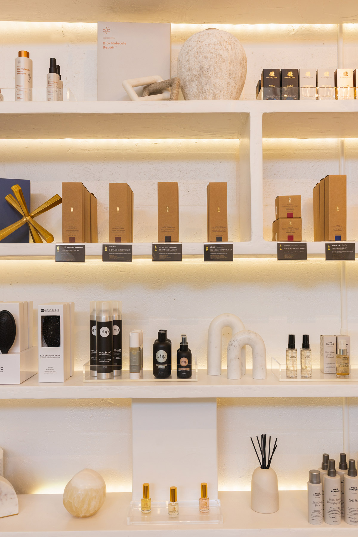 View of different hair salon products