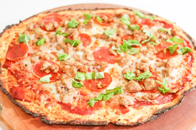 Cauliflower and meat pizza Image