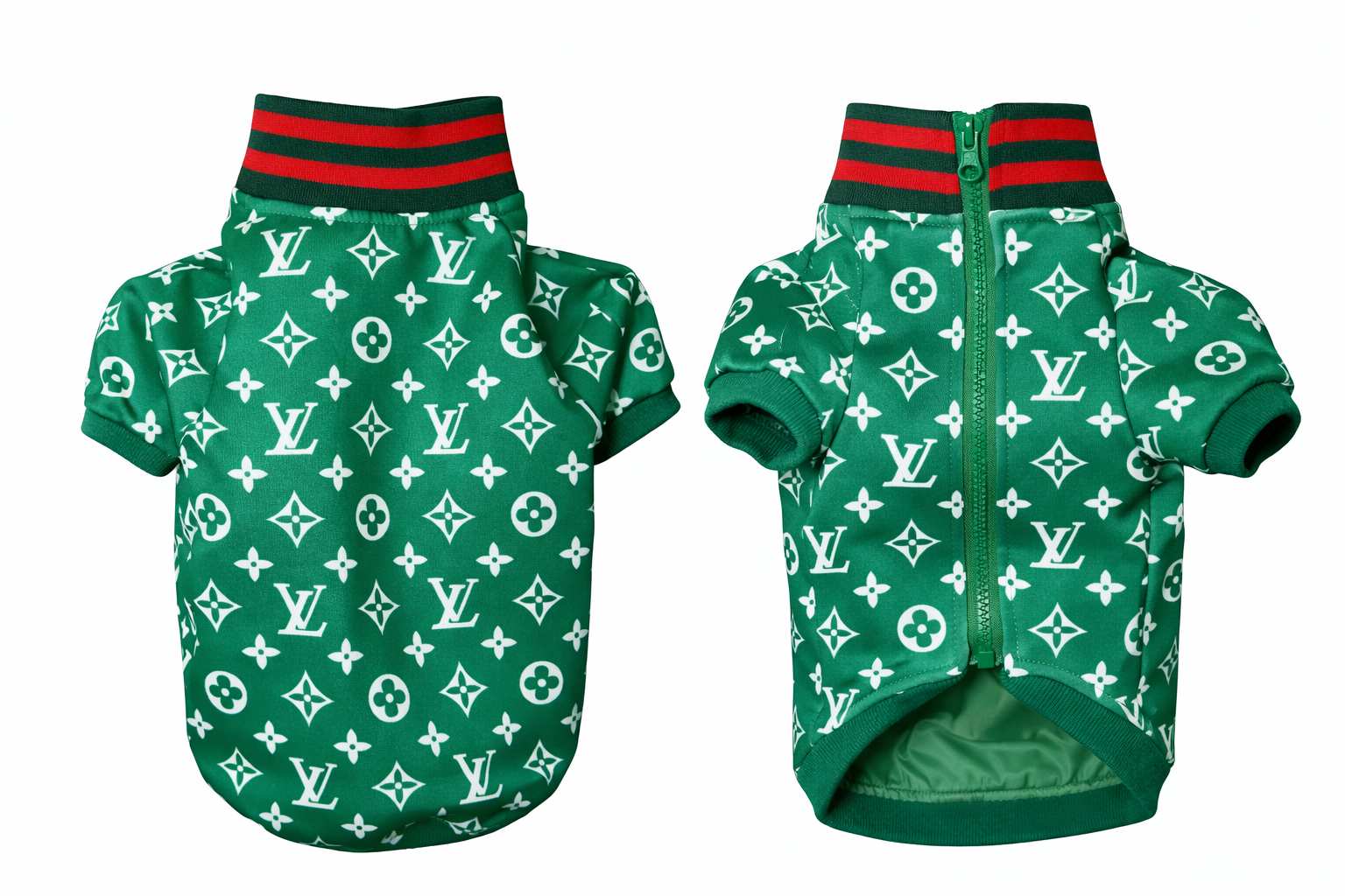 Luxury Monogram Zip-Up Pet Jacket (Green Edition) Image