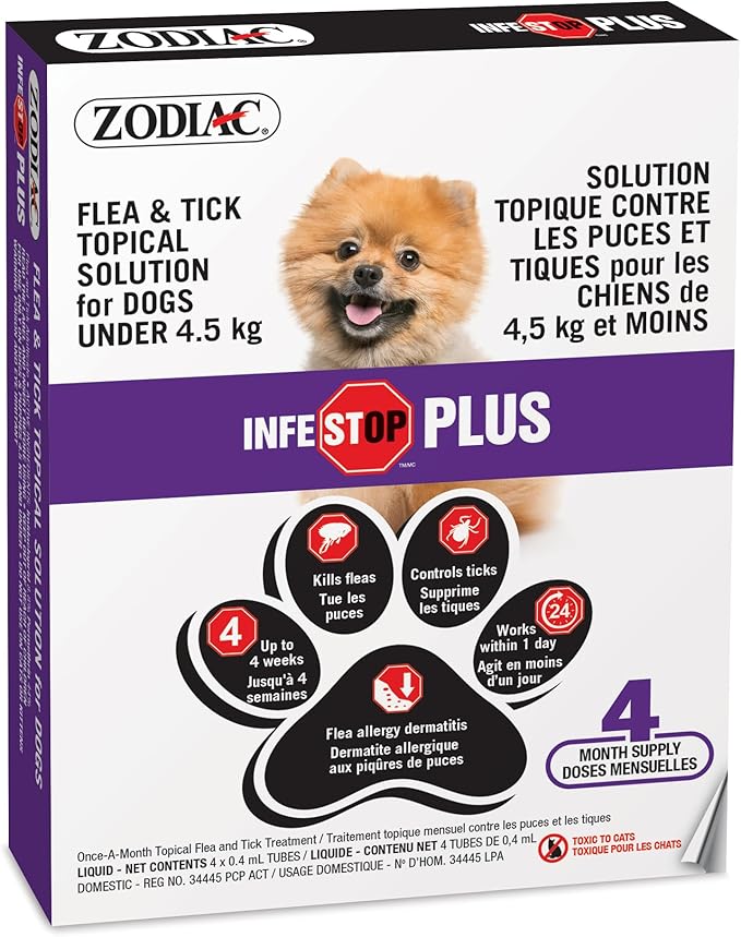 Zodiac Infestop Plus Flea & Tick Topical Solution for Dogs Under 4.5kg Image 0