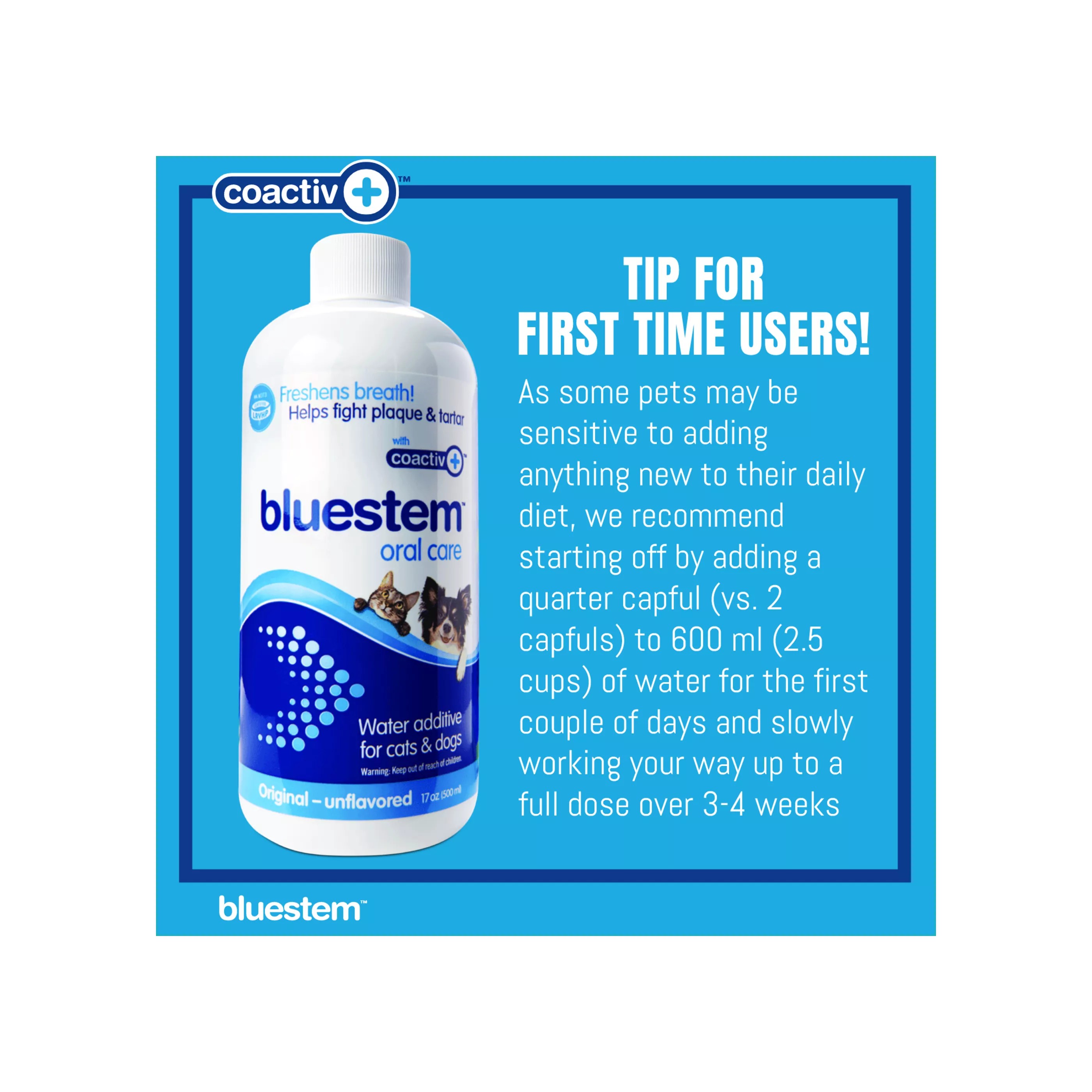 bluestem™ oral care water additive with coactiv+™ for Dogs Image 1