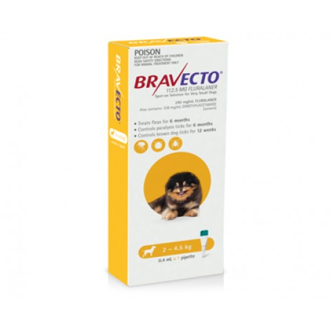 Image for Bravecto Spot On Very Small Dogs Yellow