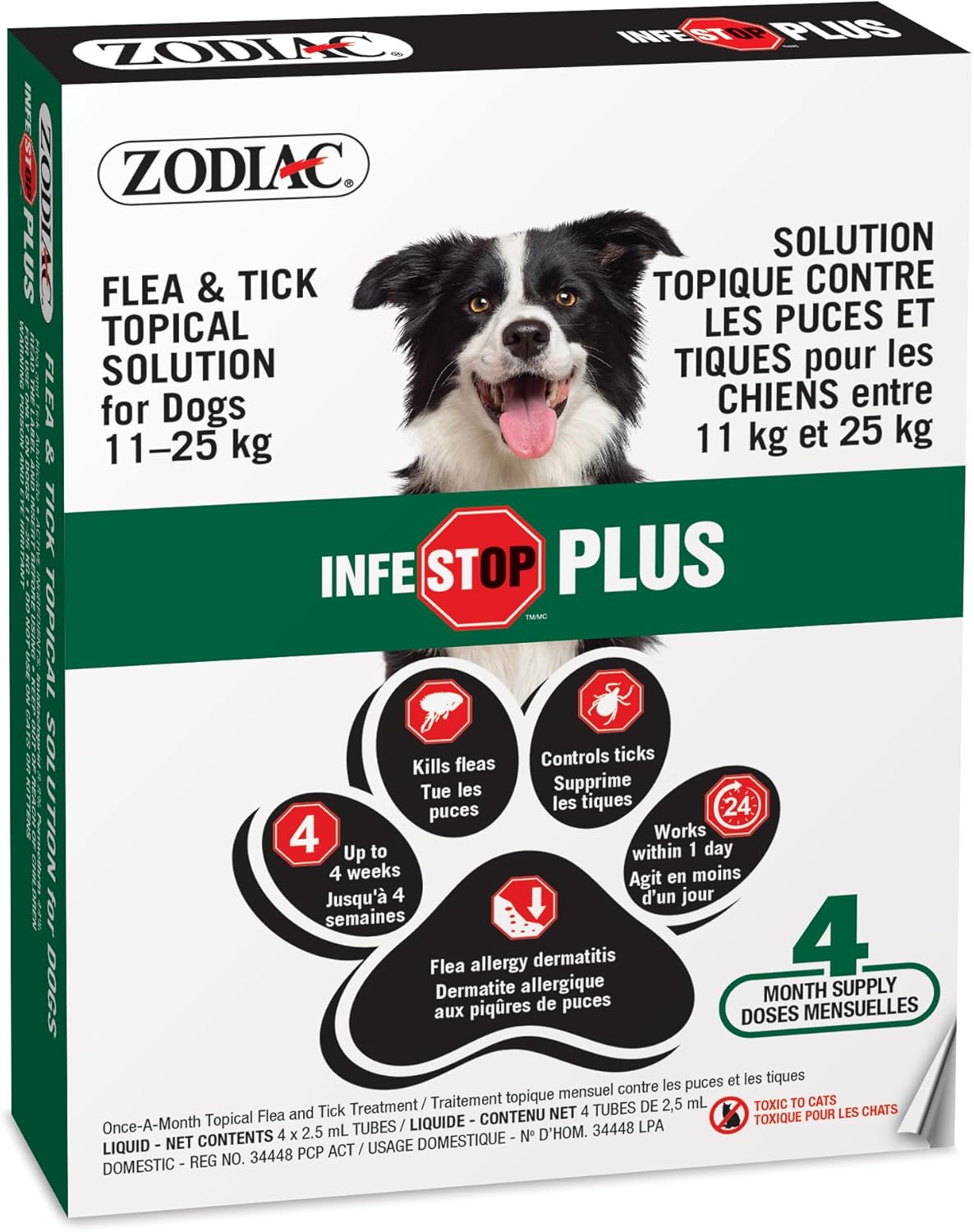 Zodiac Infestop PLUS for Dogs 11KG - 25KG - 4 Tubes Image 2