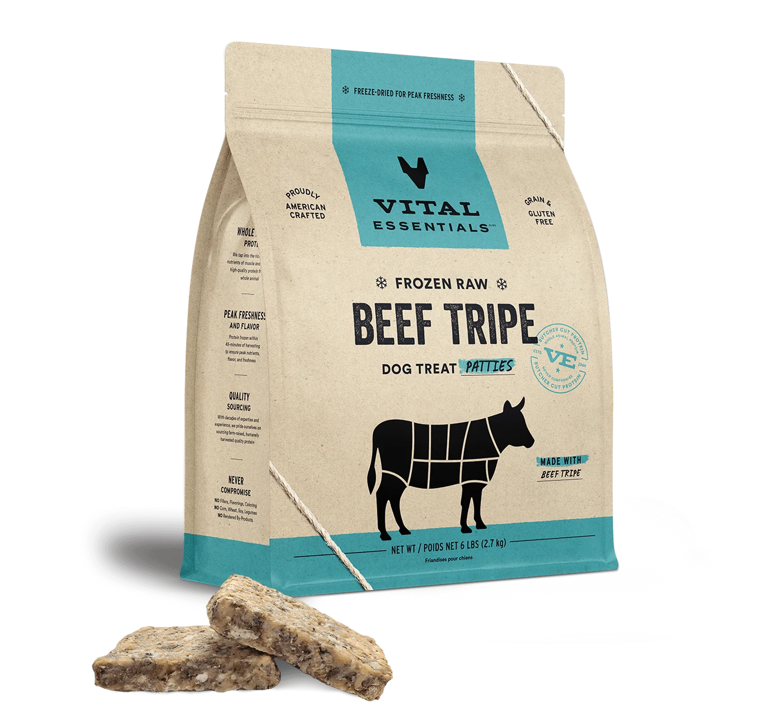 Frozen Raw Beef Tripe Dog Treat Patties Image 0