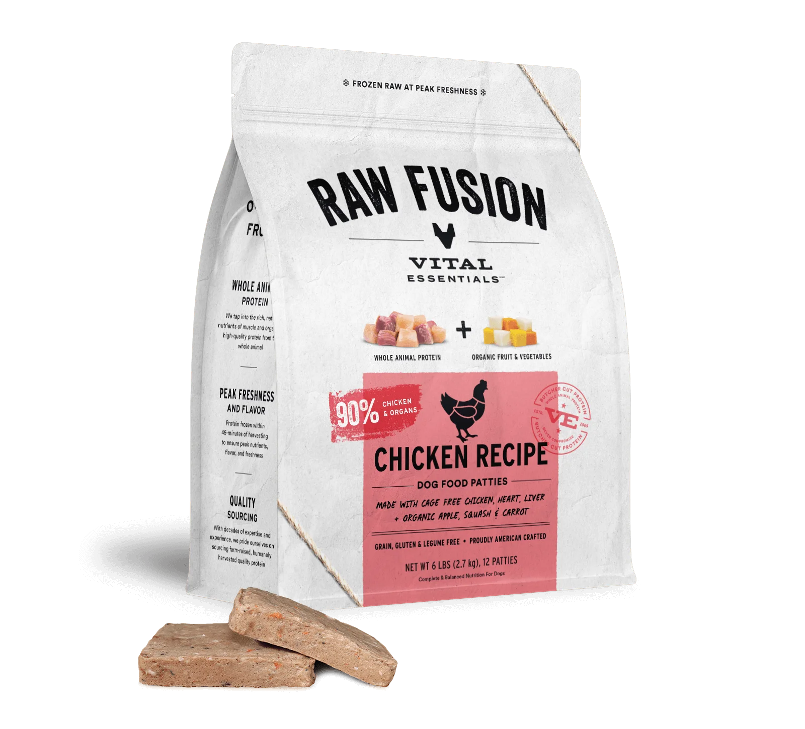 RAW FUSION Frozen Raw Chicken Recipe Dog Food Patties Image 0