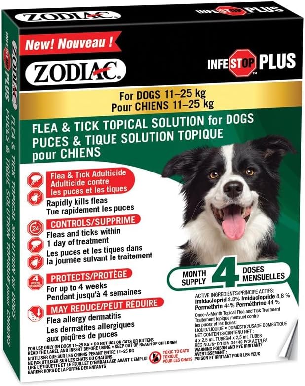 Zodiac Infestop PLUS for Dogs 11KG - 25KG - 4 Tubes Image 1