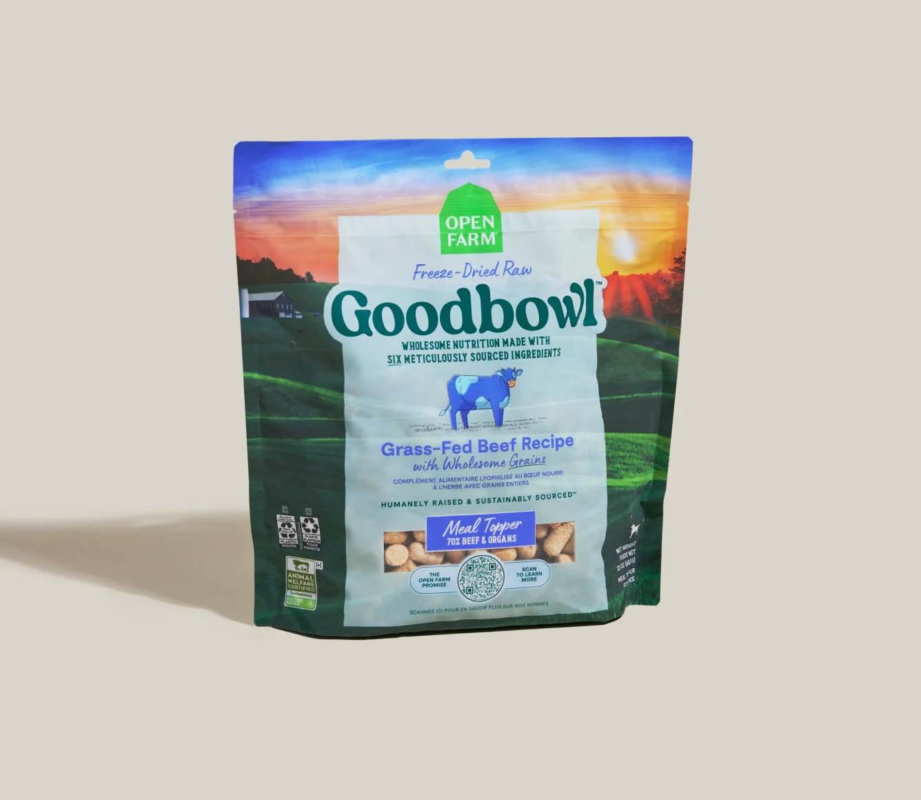 Goodbowl Grass-Fed Beef Recipe with Wholesome Grains Freeze-Dried Raw Dog Feed Image 0