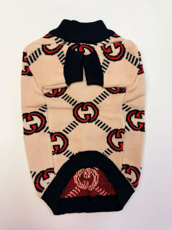 Luxury Monogram Knit Pet Sweater (Gucci-Inspired) Image 1