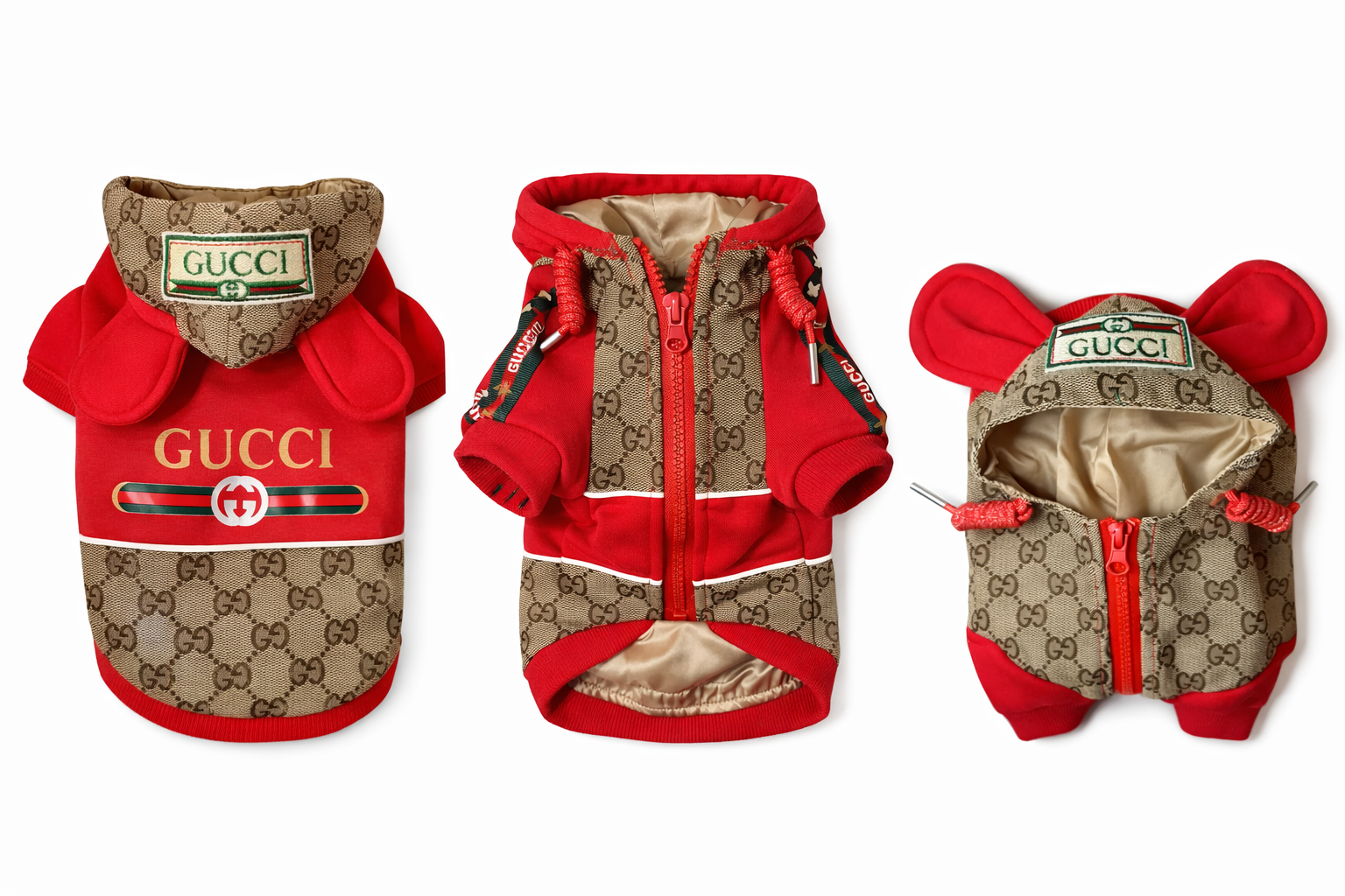 Luxury Monogram “Gucci-Style” Pet Hoodie with Ear Hood Image 1