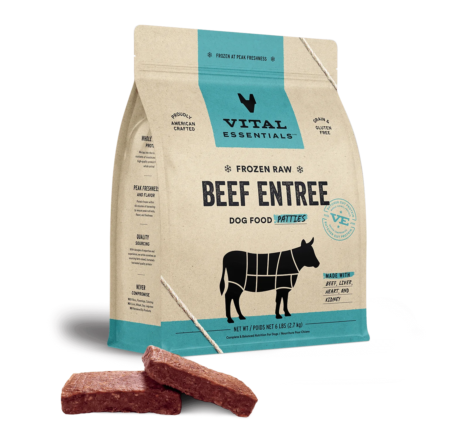 Frozen Raw Beef Entree Dog Food Patties Image 0