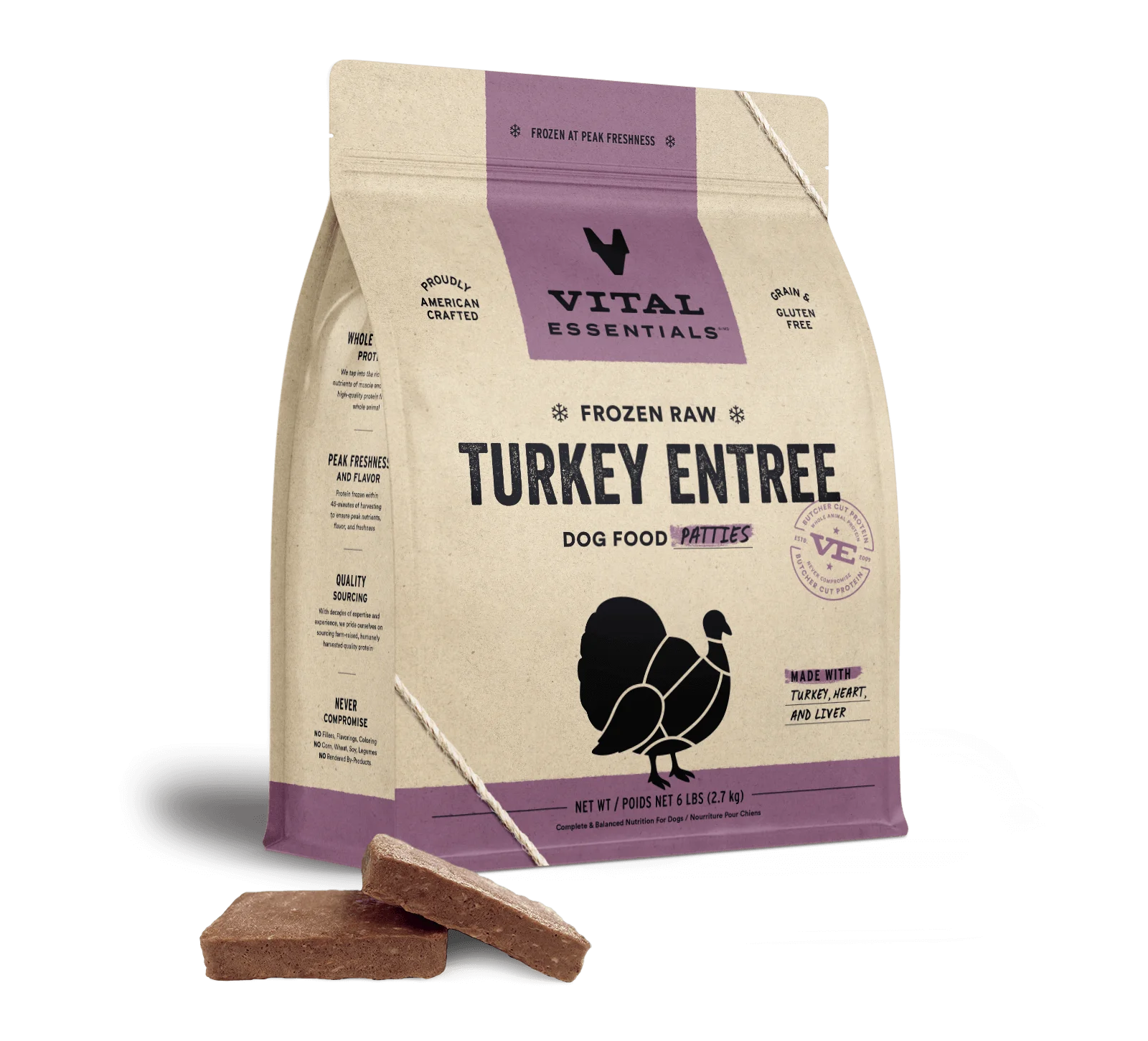 Frozen Raw Turkey Entree Dog Food Patties Image 0