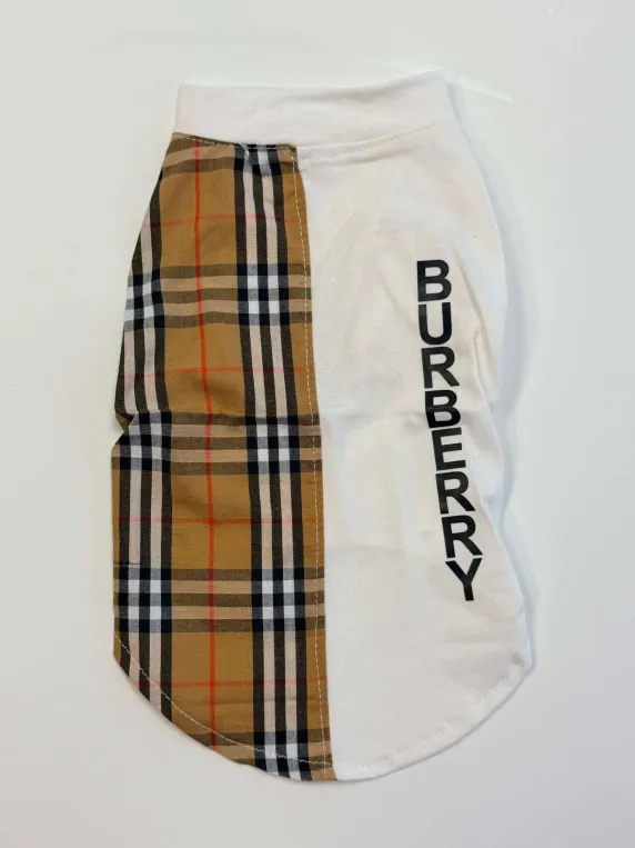 Image for Luxury Plaid Split‑Design Pet Tee (Burberry-Inspired)