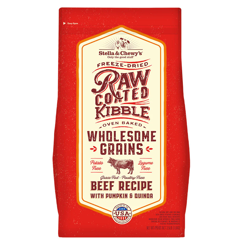 Grass-Beef Recipe with Pumpkin & Quinoa Raw Coated Kibble Wholesome Grains Dry Dog Food Image