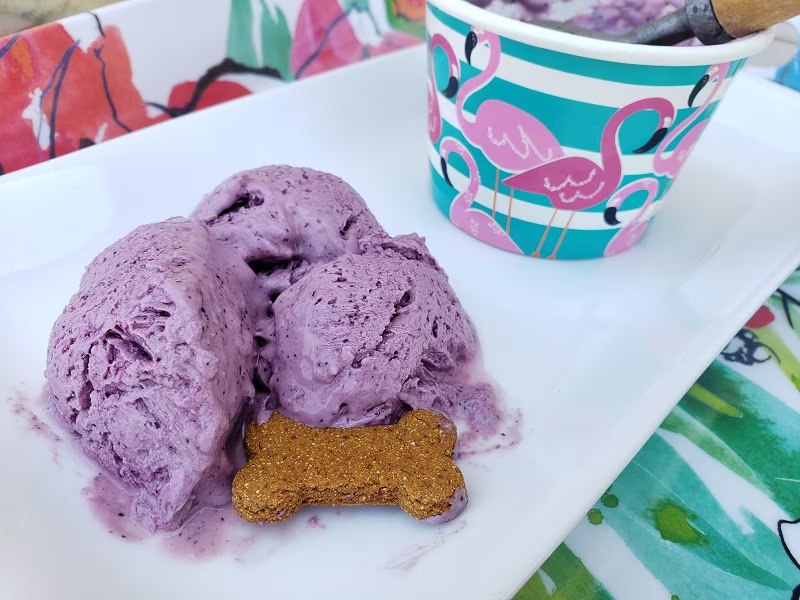 Blueberry, strawberry, banana ice cream Image
