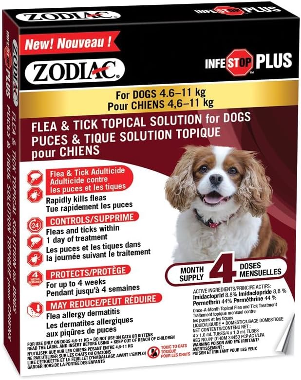 Zodiac Infestop Plus Flea & Tick Topical Solution for Dogs Between 4.6-11kg Image 1