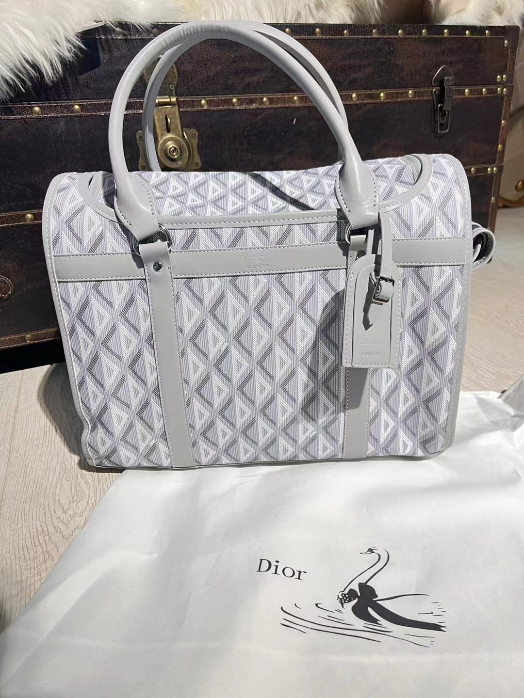 Louise White Leather Carrier Image 0