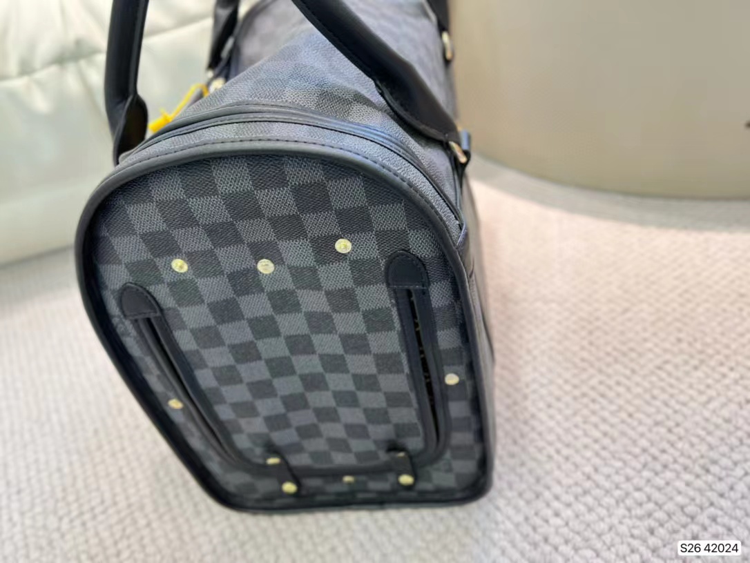 Louise Grey Leather Carrier Checkered Image 0