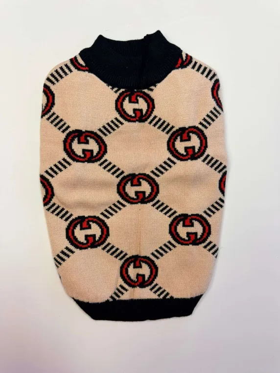 Image for Luxury Monogram Knit Pet Sweater (Gucci-Inspired)