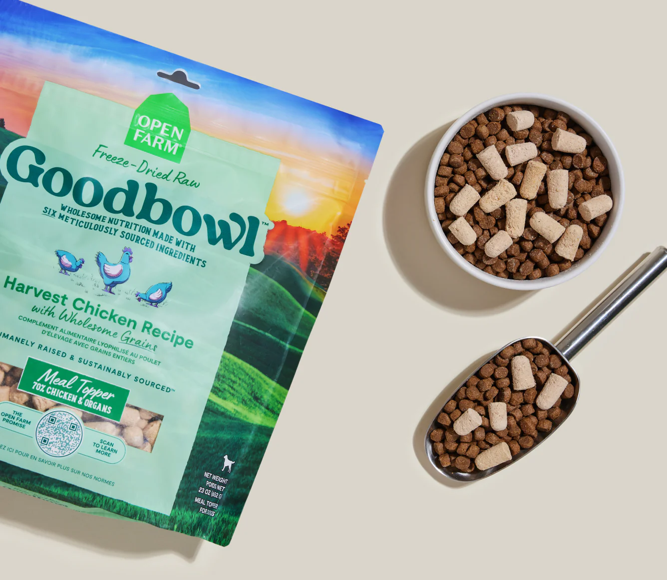 Goodbowl Harvest Chicken Recipe with Wholesome Grains Freeze-Dried Raw Dog Food Image 1