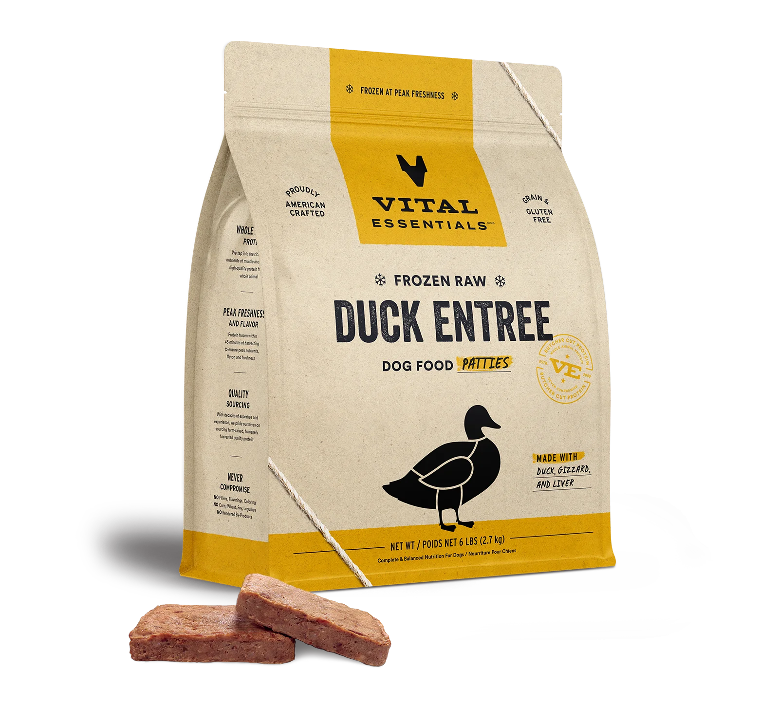 Frozen Raw Duck Entree Dog Food Patties Image 0