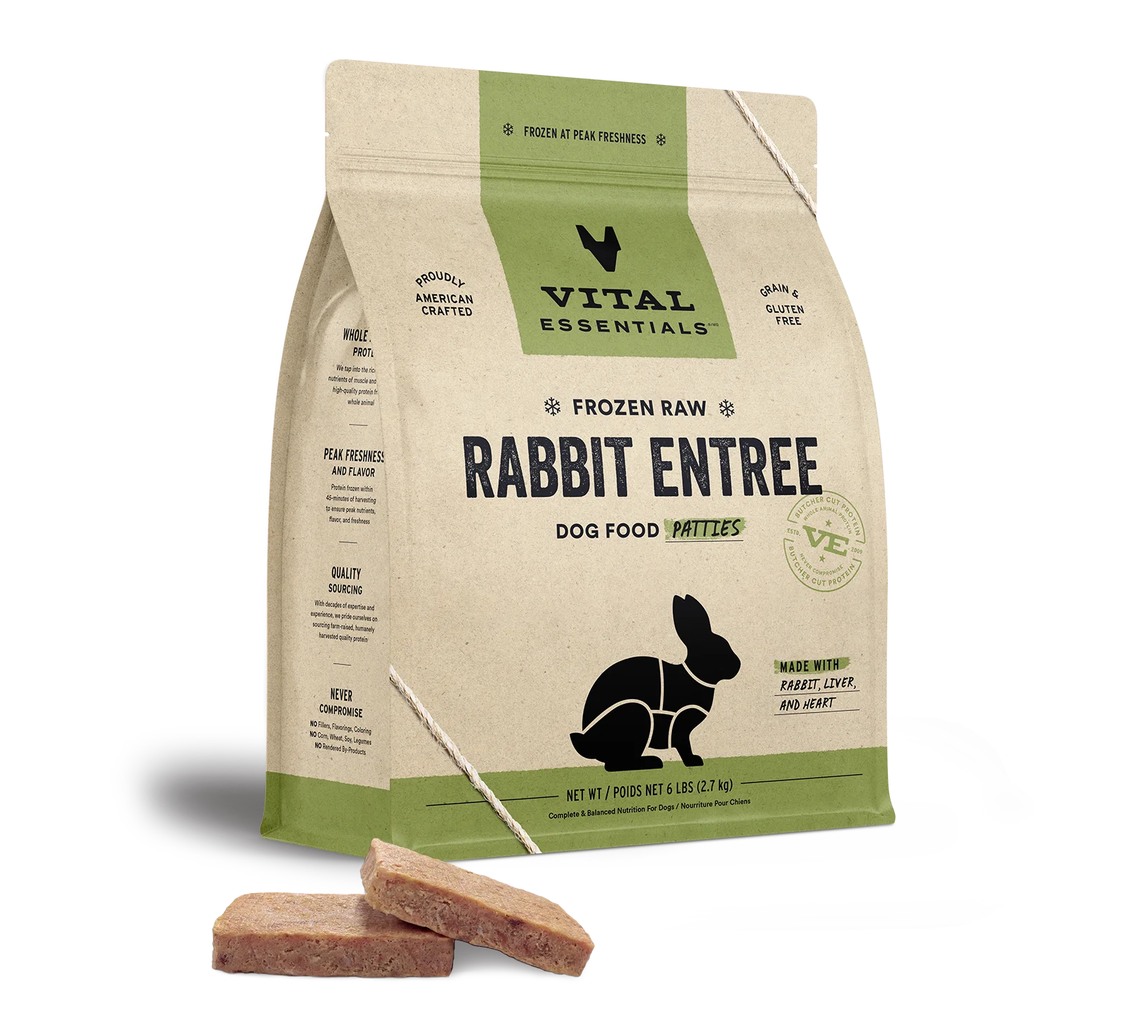 Frozen Raw Rabbit Entree Dog Food Patties Image 0