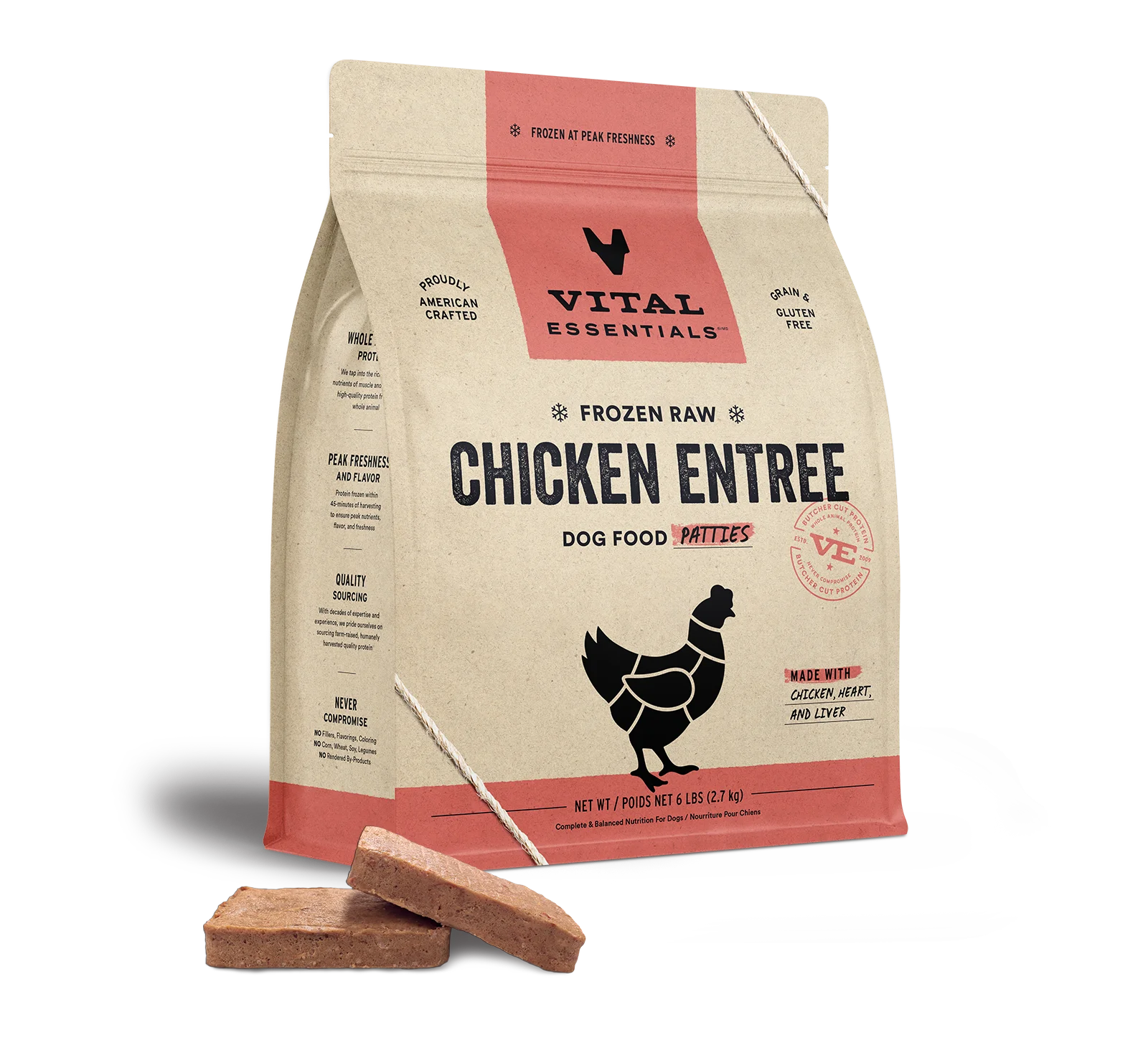 Frozen Raw Chicken Entree Dog Food Patties Image 0