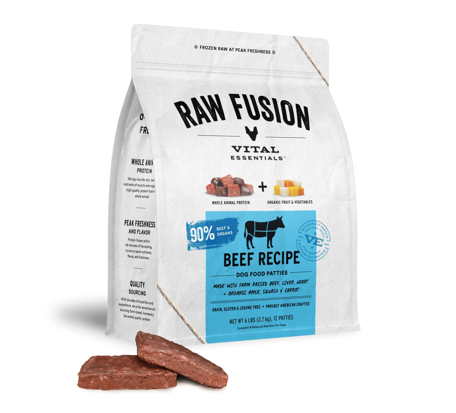 RAW FUSION Frozen Raw Beef Recipe Dog Food Patties Image 0