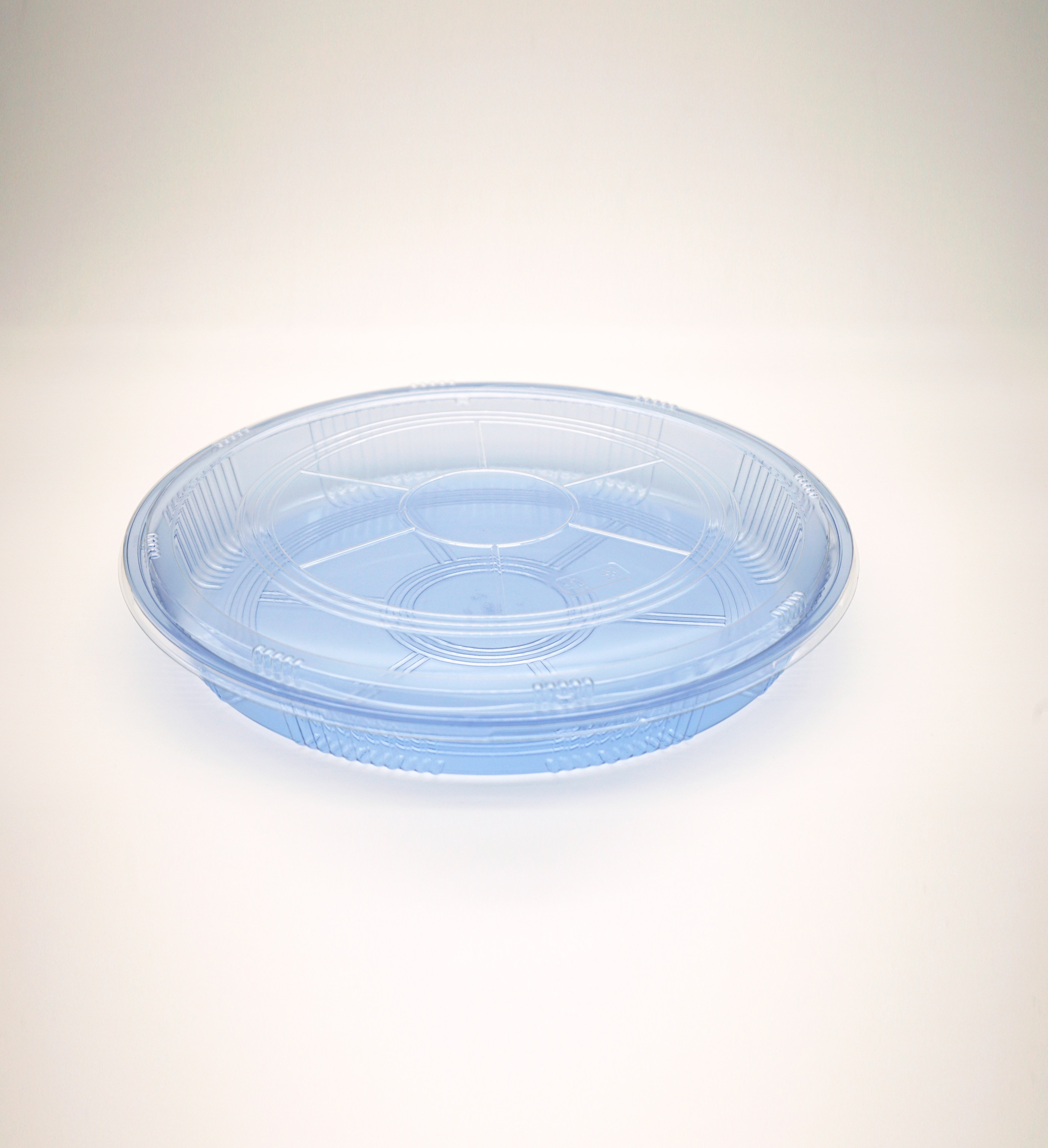 Blue PET Round Sushi Party Tray with Lid Image 0