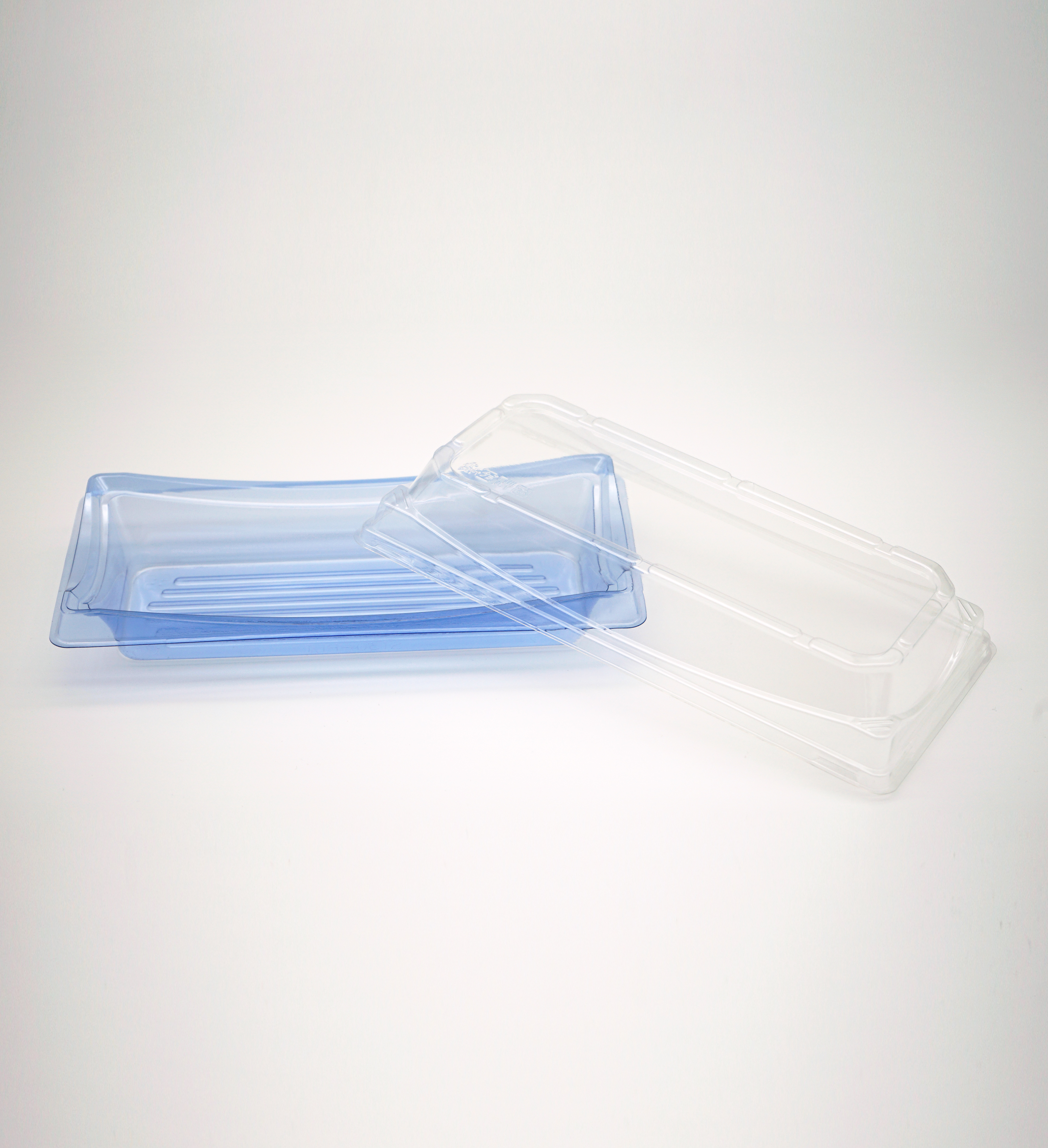 Blue PET Square Sushi Party Tray with Lid Image 1
