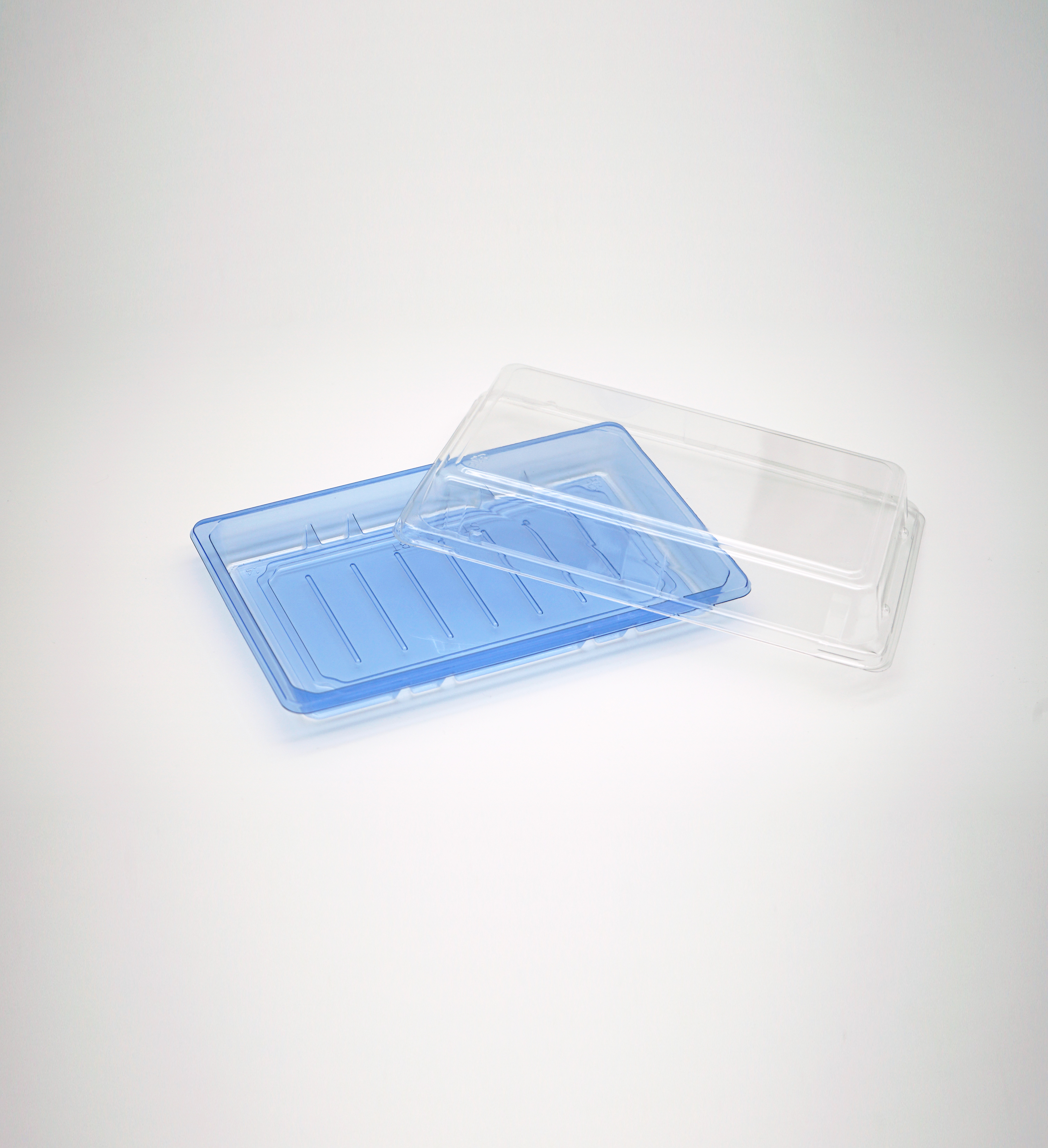 Blue PET Take-out Sushi Tray with Lid Image 1
