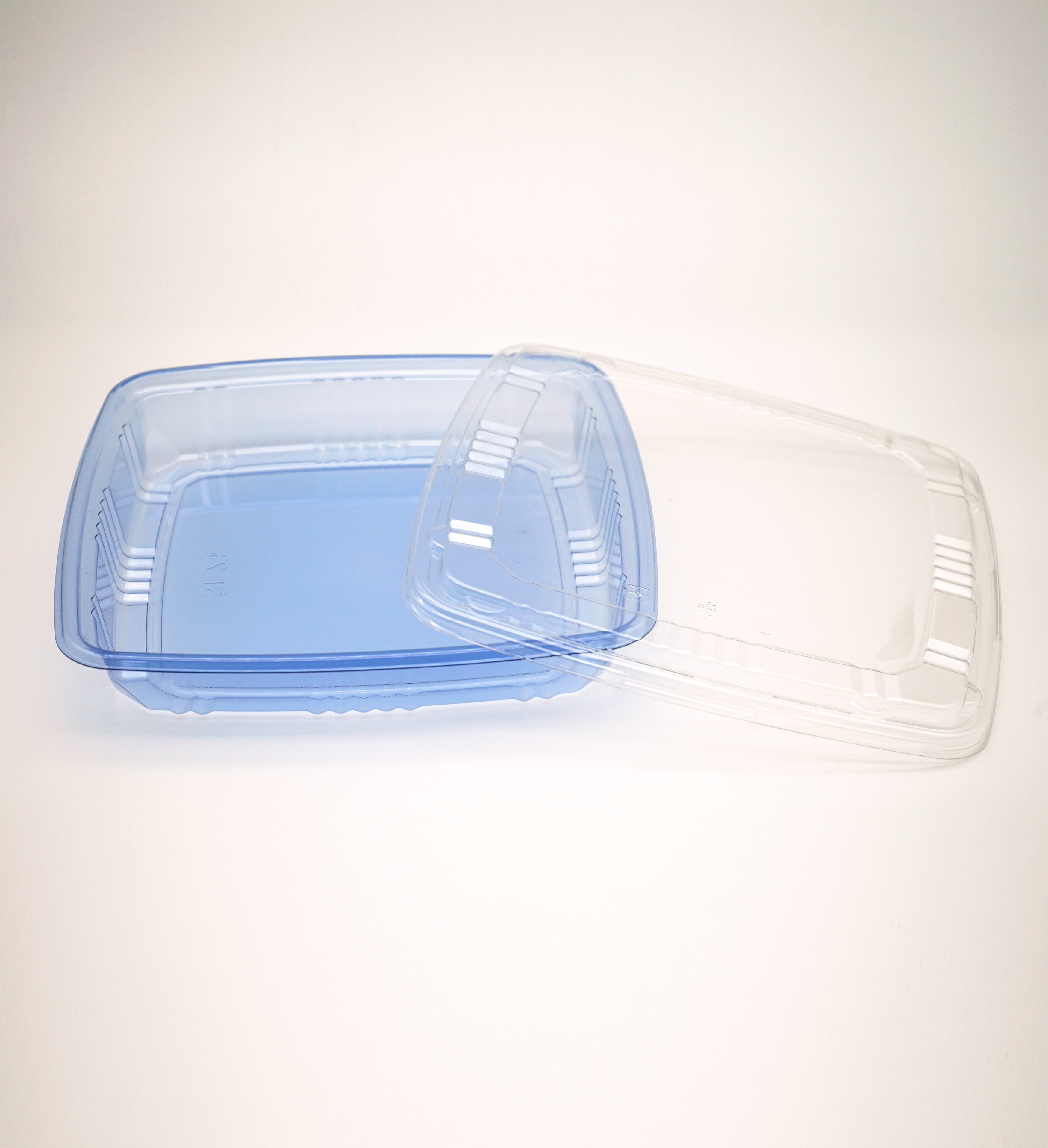 Blue PET Square Sushi Party Tray with Lid Image 1