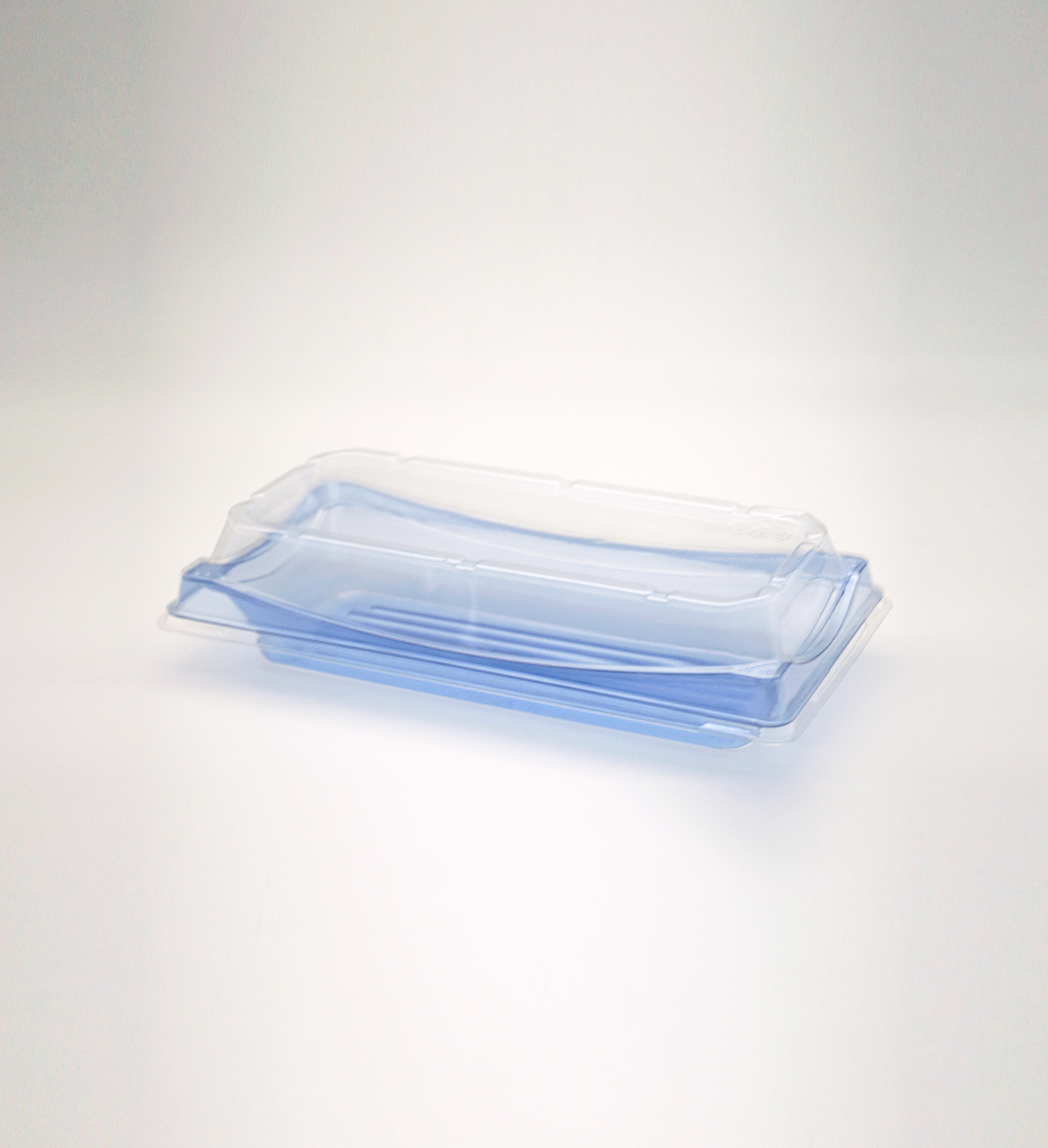 Blue PET Square Sushi Party Tray with Lid Image 0
