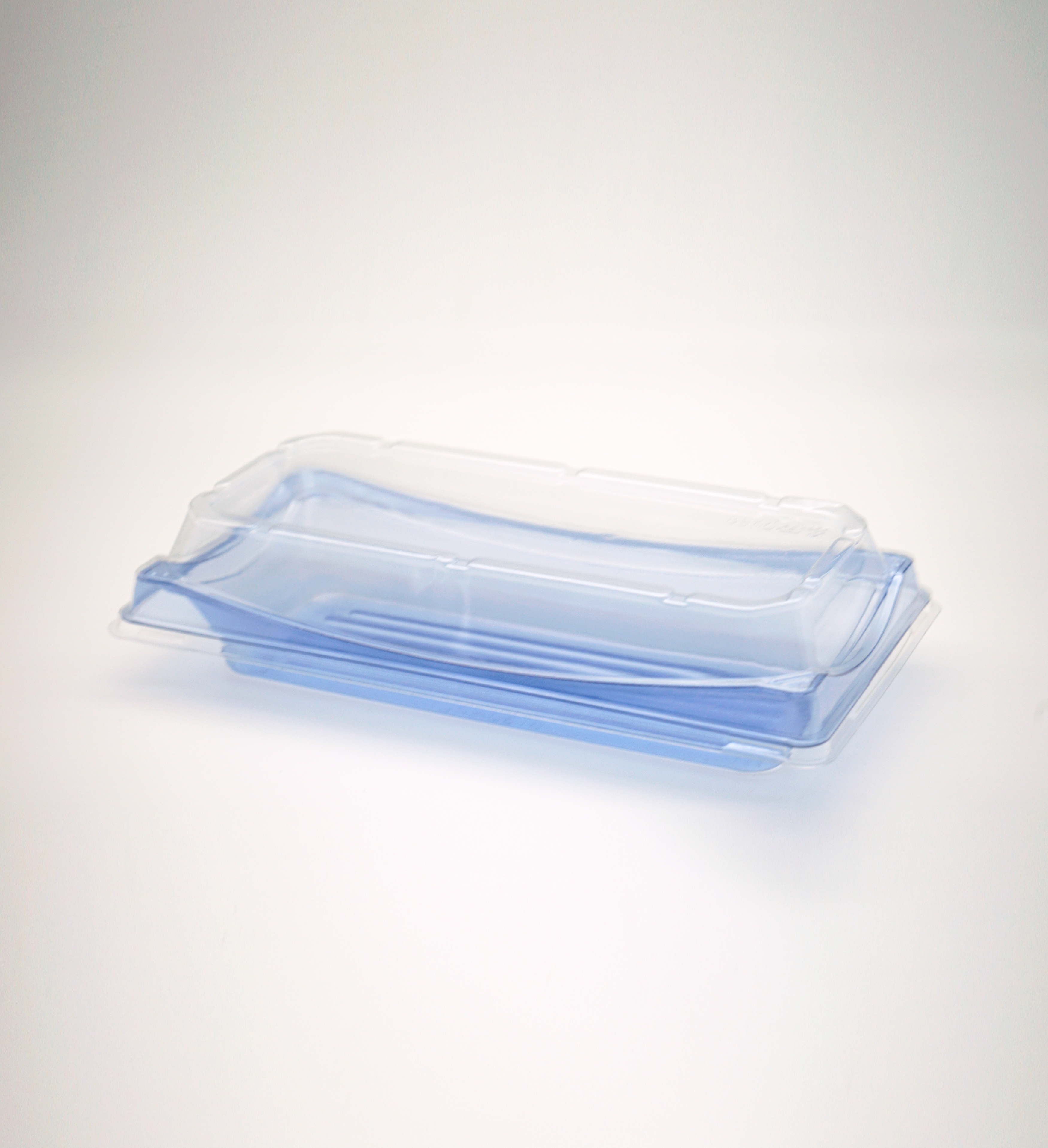 Blue PET Square Sushi Party Tray with Lid Image 0