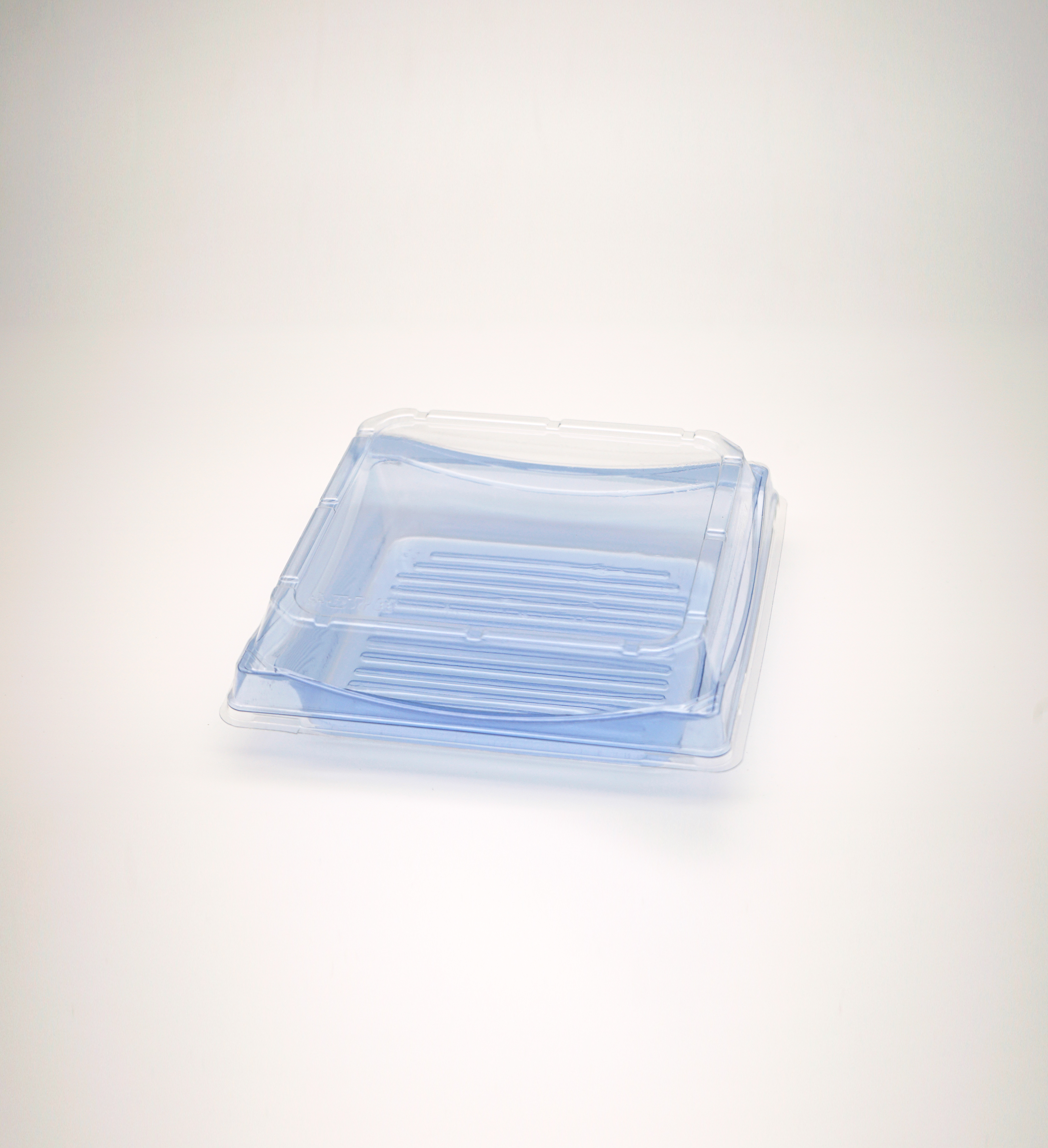 Blue PET Square Sushi Party Tray with Lid Image 0
