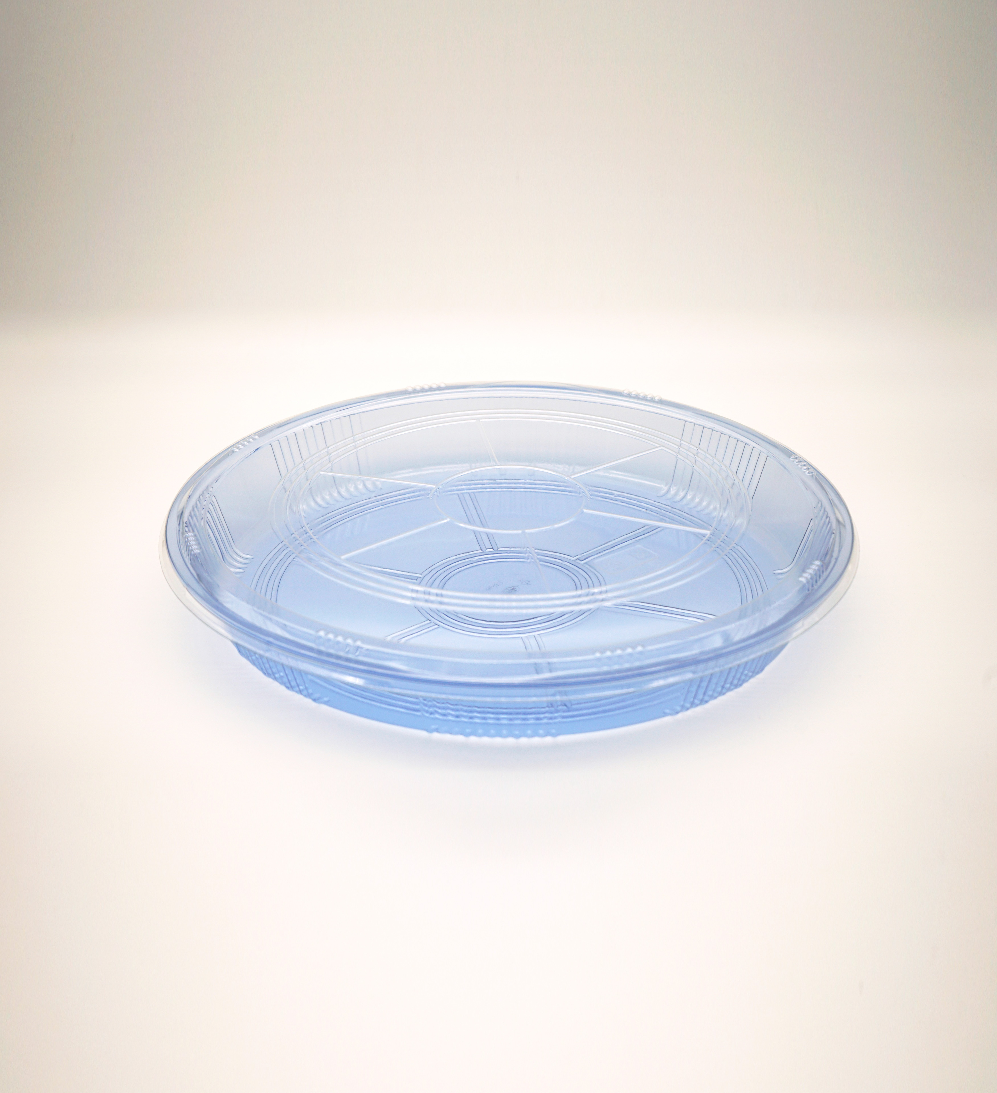 Blue PET Round Sushi Party Tray with Lid Image 0