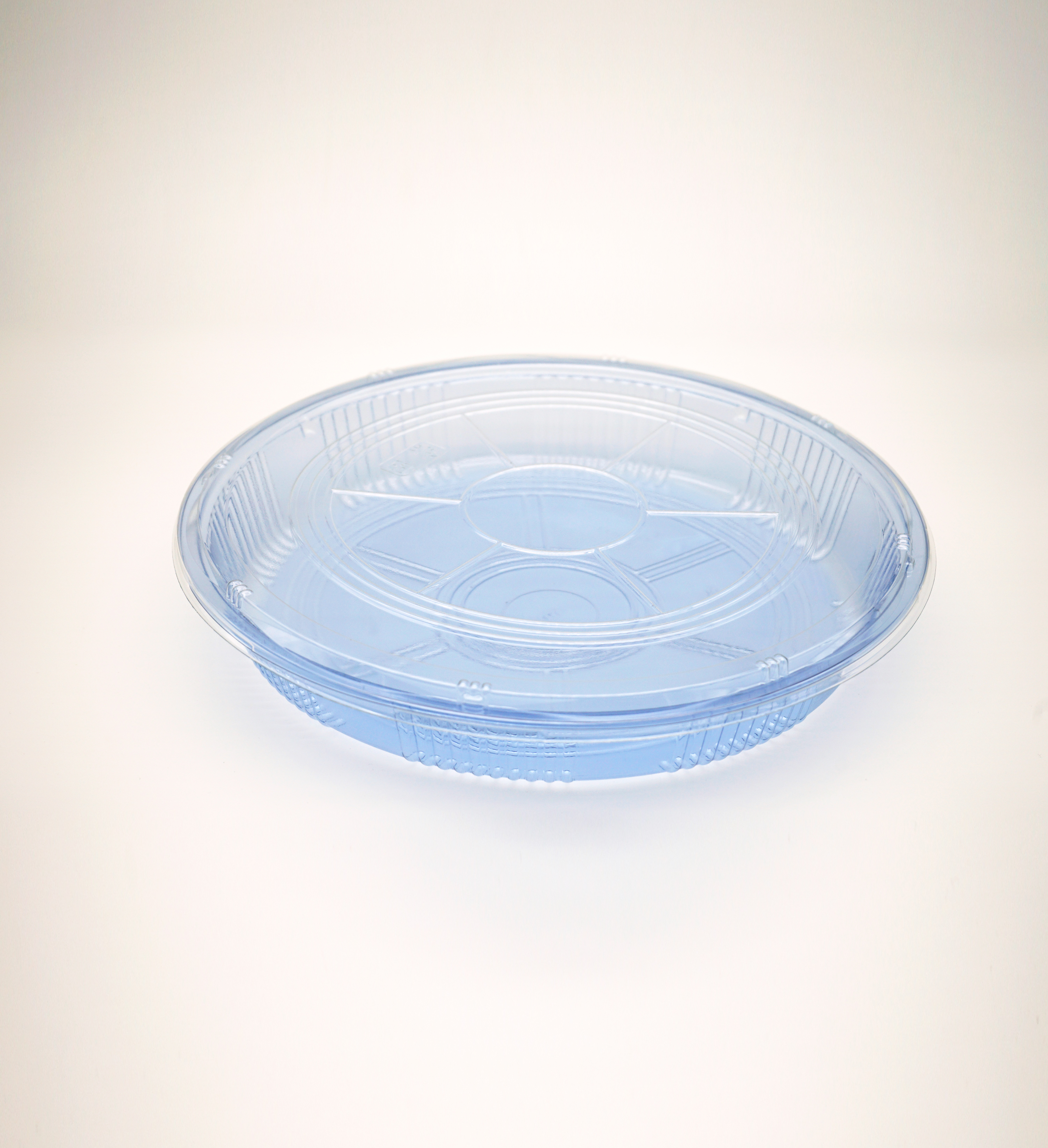 Blue PET Round Sushi Party Tray with Lid Image 0