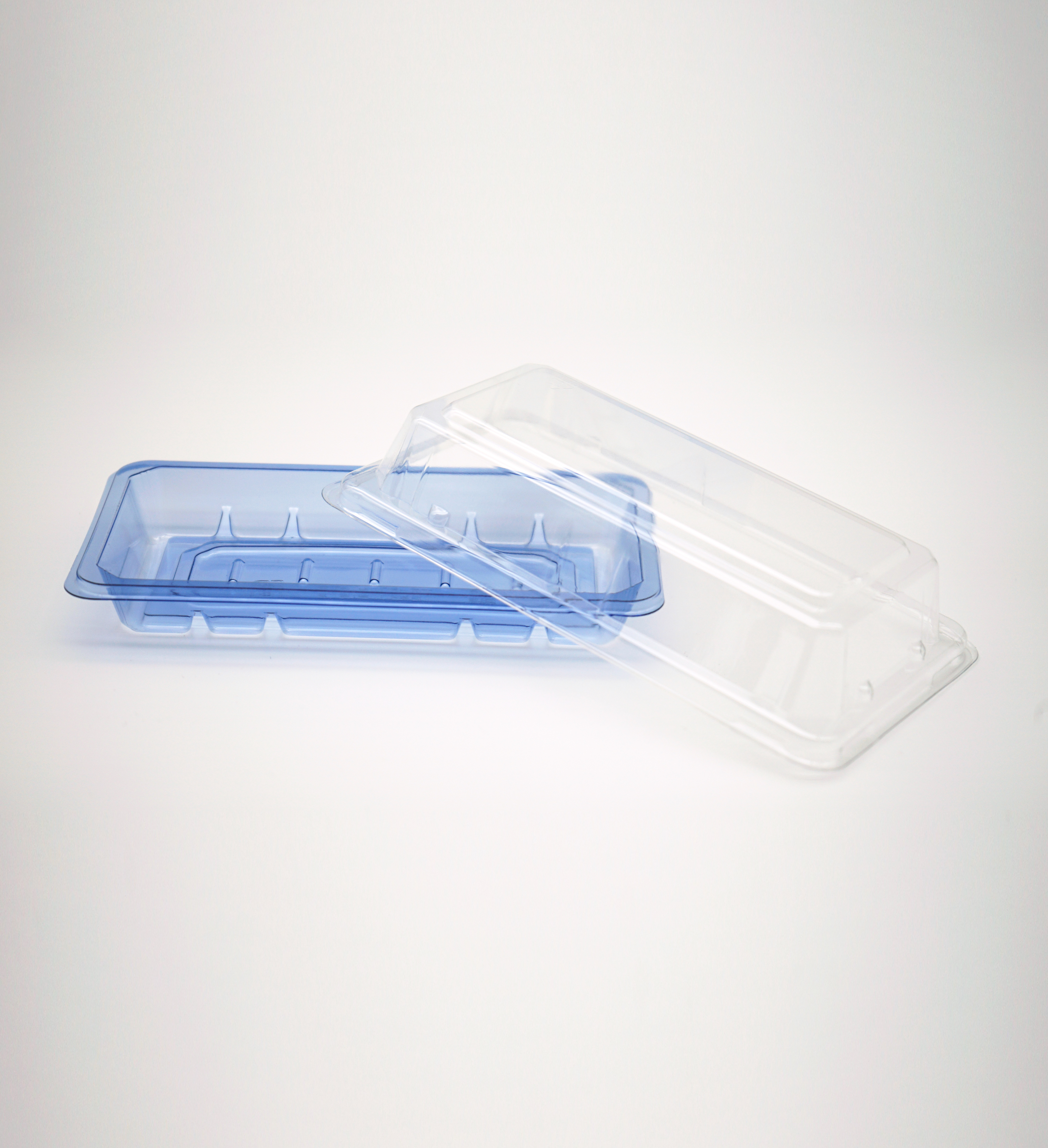 Blue PET Take-out Sushi Tray with Lid Image 1