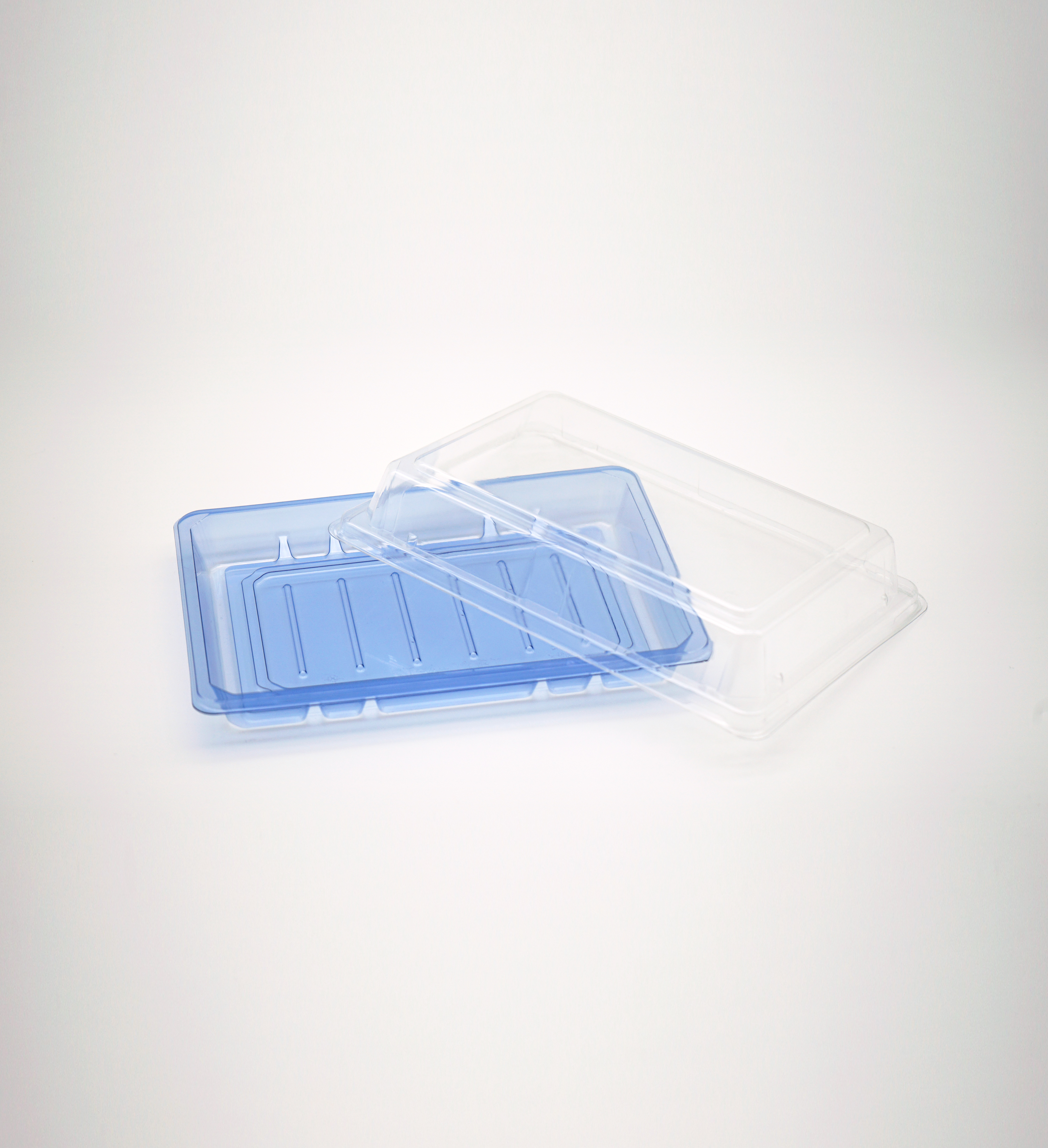Blue PET Take-out Sushi Tray with Lid Image 1