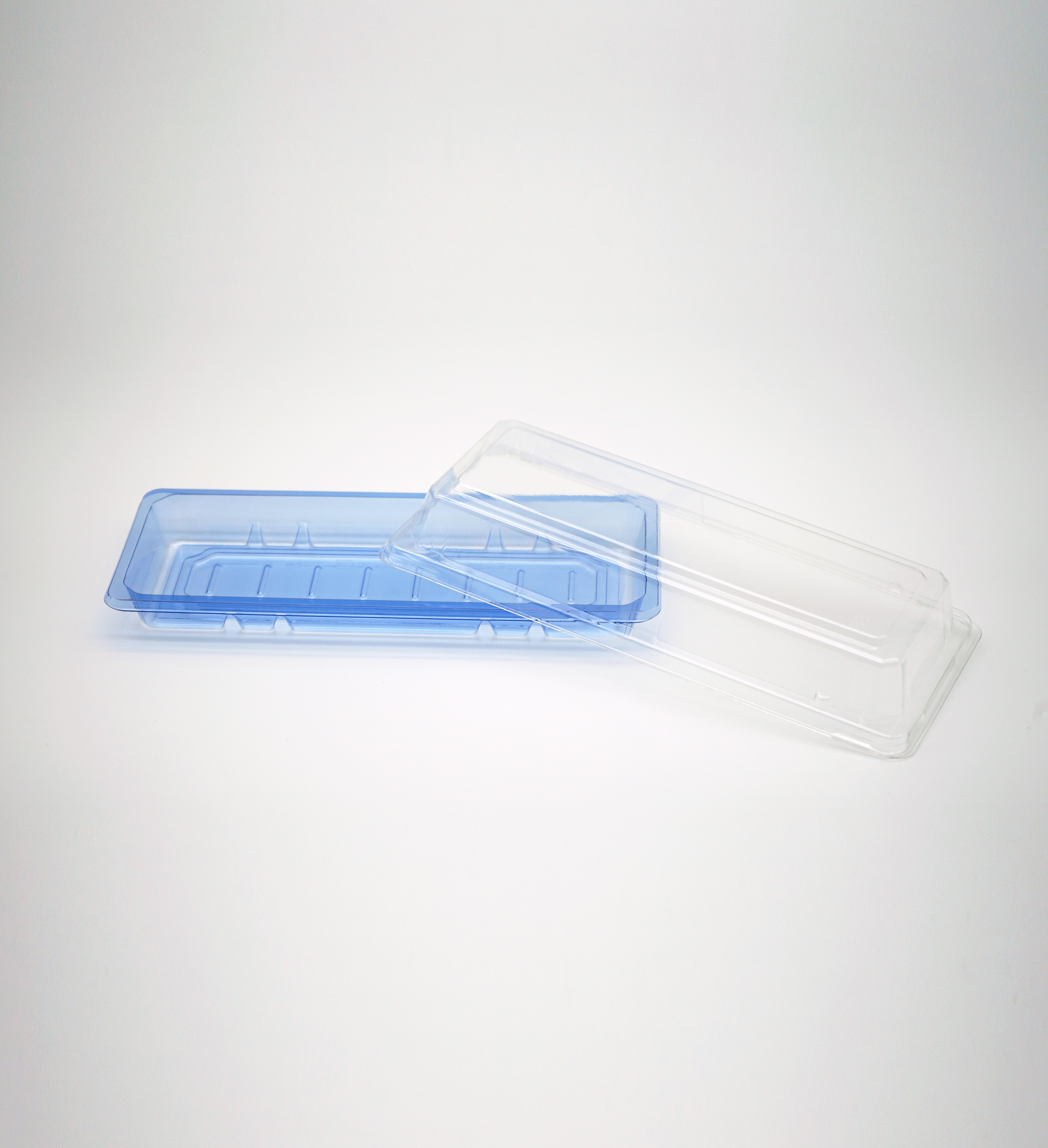 Blue PET Take-out Sushi Tray with Lid Image 1