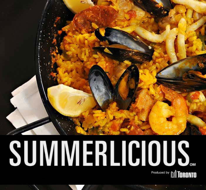 Our Paella de Mariscos contains shrimp, mussels, squid and clams