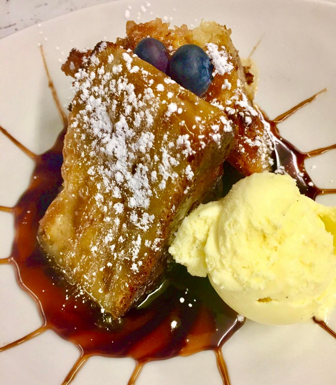 Homemade toffee bread pudding